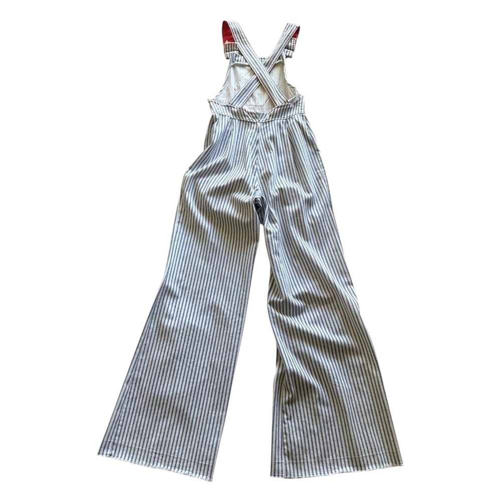 1970s Bell bottom Overalls Striped with star patch 26x31 vintage 70s - Picture 4 of 9